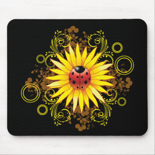 Alfombrilla De Ratón Mariquita y girasol Mousepad