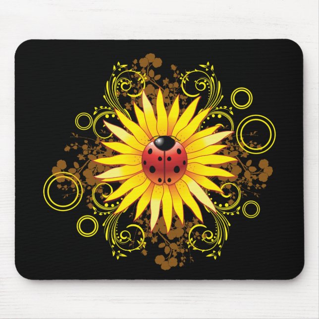Alfombrilla De Ratón Mariquita y girasol Mousepad (Frente)