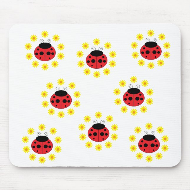 Alfombrilla De Ratón Mariquita y margaritas Mousepad (Frente)