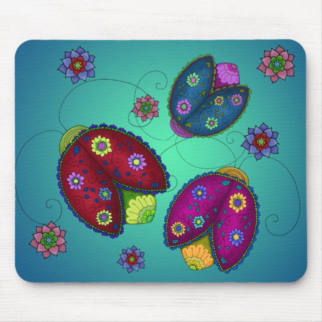 Alfombrilla De Ratón Mariquitas florales Mousepad (Frente)