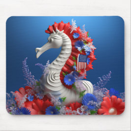 ALFOMBRILLA DE RATÓN MARISCO Y FLORES PATRIÓTICOS AZULES ROJOS