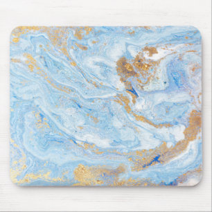 Alfombrilla De Ratón Mármol Azul Fresco con Brillo Dorado