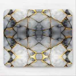Alfombrilla De Ratón Mármol blanco y dorado agrietado moderno