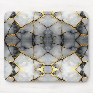 Alfombrilla De Ratón Mármol blanco y dorado agrietado moderno