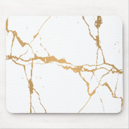Alfombrilla De Ratón Mármol blanco y dorado minimalista