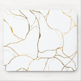 Alfombrilla De Ratón Mármol blanco y dorado minimalista