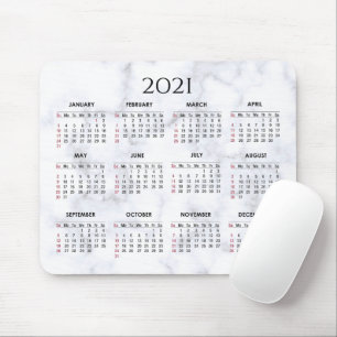 Alfombrilla De Ratón Mármol gris y blanco  Calendario Personalizado 20