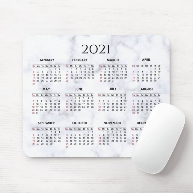 Alfombrilla De Ratón Mármol gris y blanco| Calendario Personalizado 202 (Con ratón)