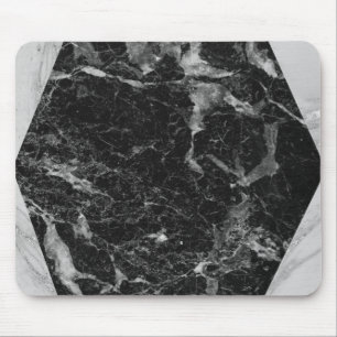 Alfombrilla De Ratón Mármol Negro Blanco & Plateado Moderno Glam