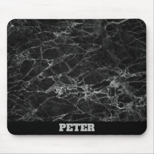Alfombrilla De Ratón Mármol negro con nombre