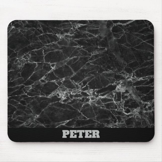 Alfombrilla De Ratón Mármol negro con nombre (Frente)