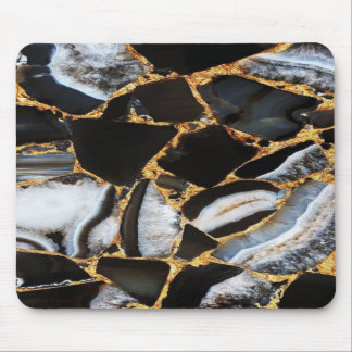 Alfombrilla De Ratón mármol negro purpurina dorado
