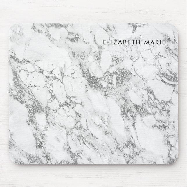 Alfombrilla De Ratón Mármol Purpurina gris gris gris de Moda moderna (Frente)