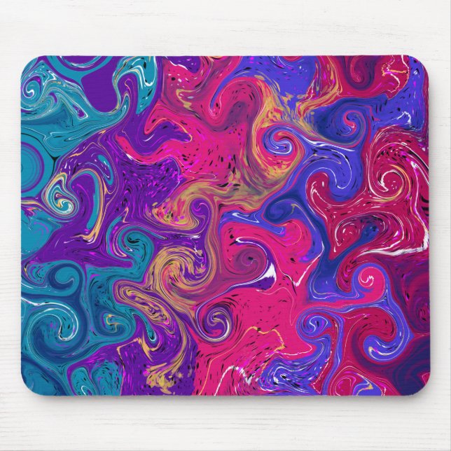 Alfombrilla De Ratón Mármol rosa y morado como arte fluido (Frente)