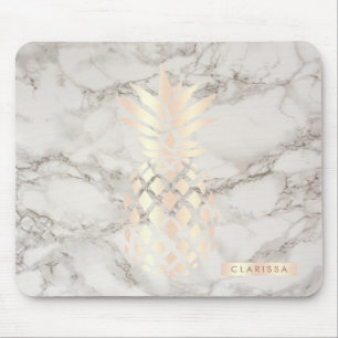 Alfombrilla De Ratón Mármol subió cobre bonito de la piña del oro de