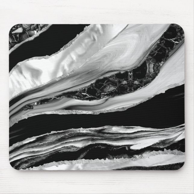 Alfombrilla De Ratón Mármoles negros y madre de la Perla (Frente)