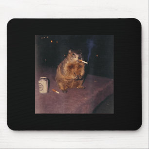Alfombrilla De Ratón Marmota divertida fumando cigarrillo meme retro Ge