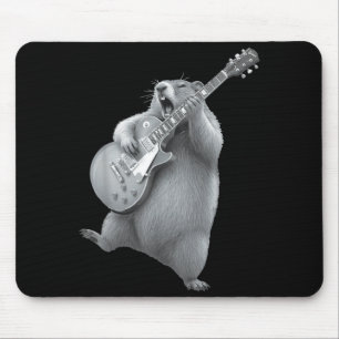 Alfombrilla De Ratón Marmota tocando la guitarra rock feliz día de la m