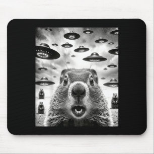 Alfombrilla De Ratón Marmotas Raras Selfie Con Ovni Alien Funny Groun