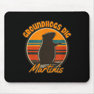 Alfombrilla De Ratón Marmotas Y Martinis - Divertido Arte Retro De Marm