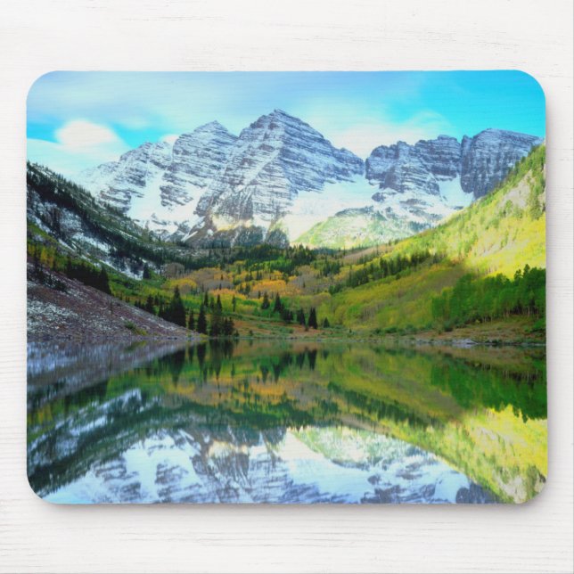 Alfombrilla De Ratón Maroon Bells reflejándose en el lago Maroon (Frente)