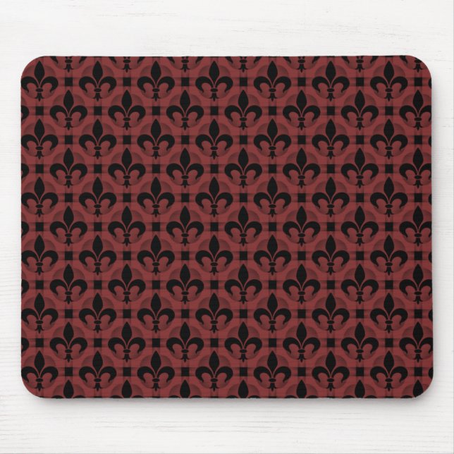Alfombrilla De Ratón Maroon Fancy Fleur de lis Mousepad (Frente)