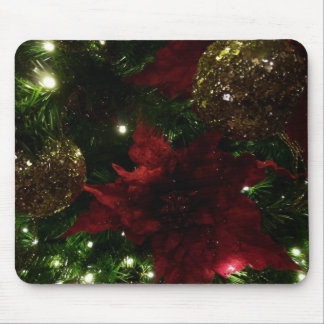 Alfombrilla De Ratón Maroon y el árbol de Navidad dorado I foto de vaca