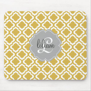 Alfombrilla De Ratón Marroquí elegante Quatrefoil del oro personalizad