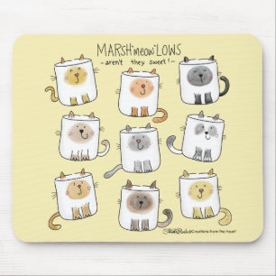 Alfombrilla De Ratón MARSHmeowLOWS Whimsical Wordplay Gato Marshmallow