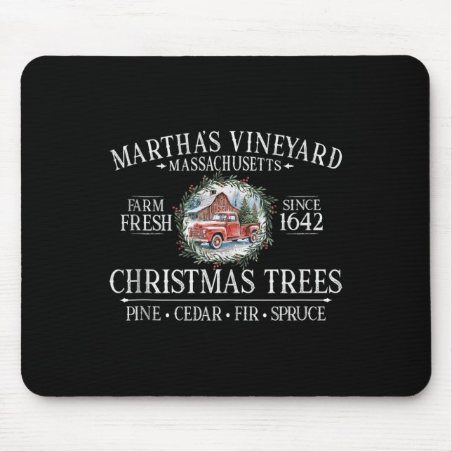 Alfombrilla De Ratón Martha's Vineyard Ma Christmas Trees Red Truck Whi (Frente)