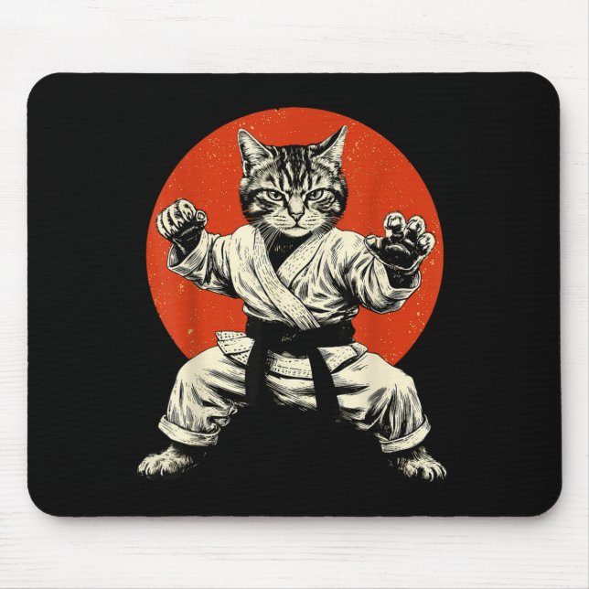 Alfombrilla De Ratón Martial Arts Cat Karate Judo Japanese Flag Funny J (Frente)