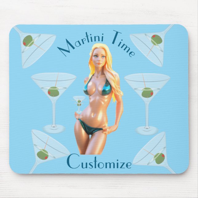 Alfombrilla De Ratón Martini time Bikini Babe Thunder_Cove  (Frente)