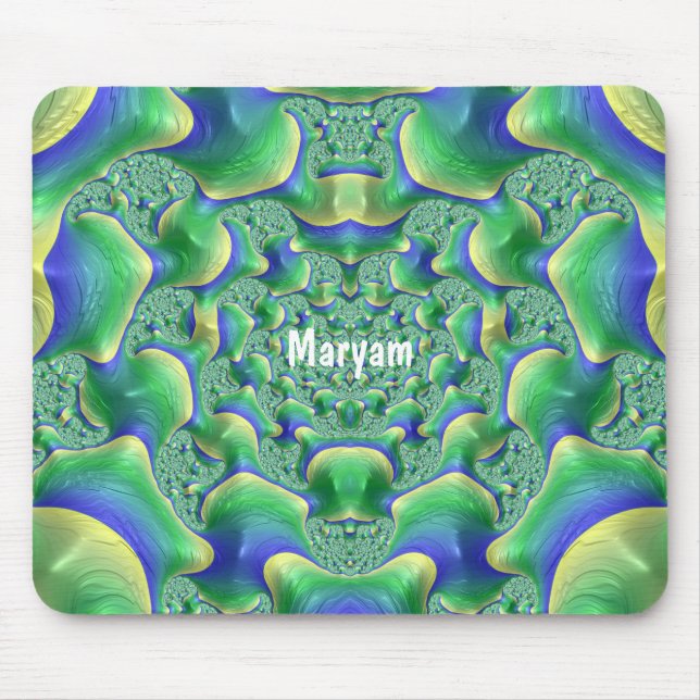 Alfombrilla De Ratón MARYAM ~ Zany Green, Yellow y Blue Mouse Pad (Frente)