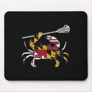 Alfombrilla De Ratón Maryland Blue Crab Lacrosse Lover Tee Flag De Mary