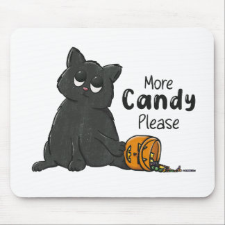 Alfombrilla De Ratón Más dulces por favor Halloween gato negro