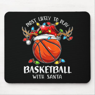 Alfombrilla De Ratón Más Probable Que Juegue Baloncesto Con Santa Navid