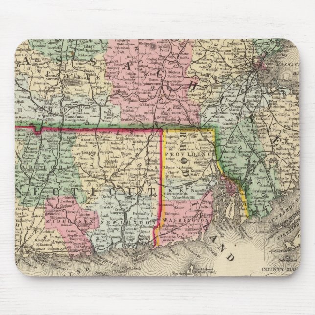 Alfombrilla De Ratón Masa, Conn, mapa de RI de Mitchell (Frente)