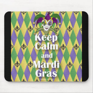 Alfombrilla De Ratón Máscara de Bufón Mantén la Calma y Mardi Gras