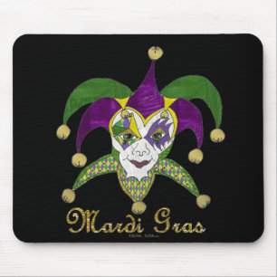 Alfombrilla De Ratón Máscara de Bufones de Mardi Gras Coloridos