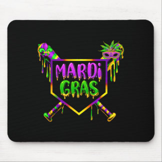 Alfombrilla De Ratón Máscara de Carnaval de Mardi Gras de béisbol de he