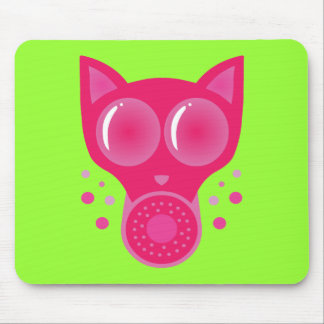 Alfombrilla De Ratón Máscara de gas de gato rosa