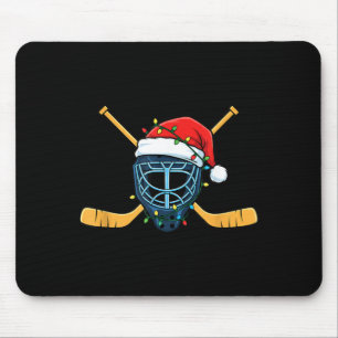 Alfombrilla De Ratón Máscara de hockey con luces de Navidad de sombrero