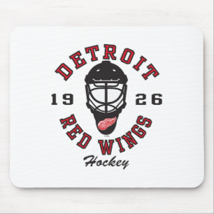 Alfombrilla De Ratón Máscara de Hockey Detroit Red Wings Blanca Oficial