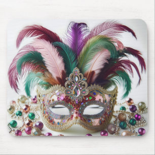Alfombrilla De Ratón Máscara de Mardi Gras con joyas