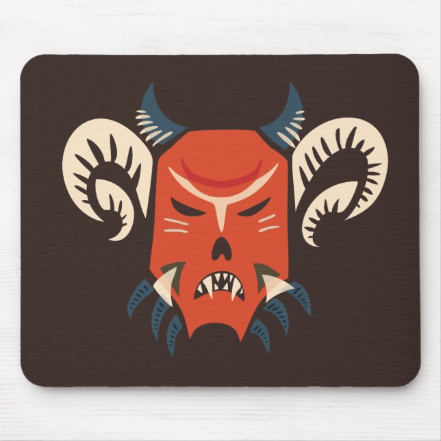 Alfombrilla De Ratón Máscara malvada del demonio con los cuernos (Frente)