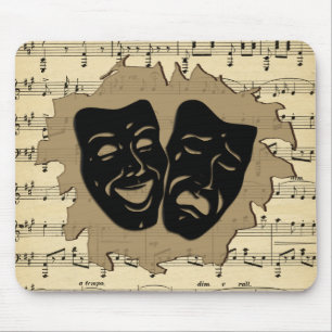 Alfombrilla De Ratón Máscaras antiguas de la música y del teatro
