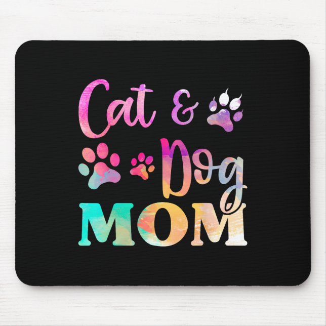Alfombrilla De Ratón Mascota Cat Dog Mom Shirt Para Mujeres (Frente)
