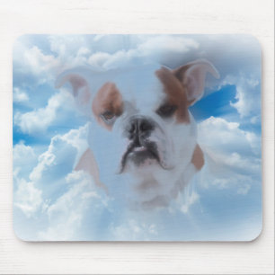 Alfombrilla De Ratón Mascota de bulldog con nubes celestiales