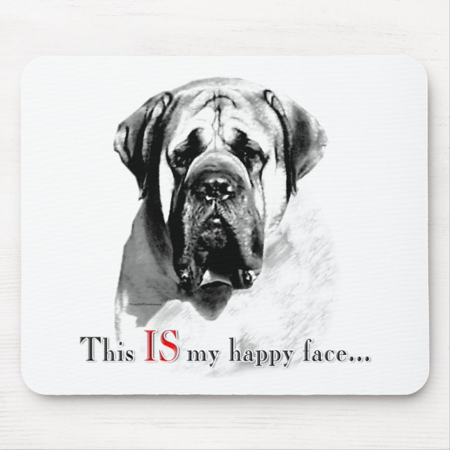 Alfombrilla De Ratón Mastiff Happy Face (Frente)