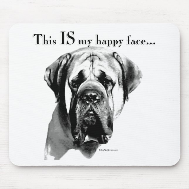 Alfombrilla De Ratón Mastiff Happy Face (Frente)